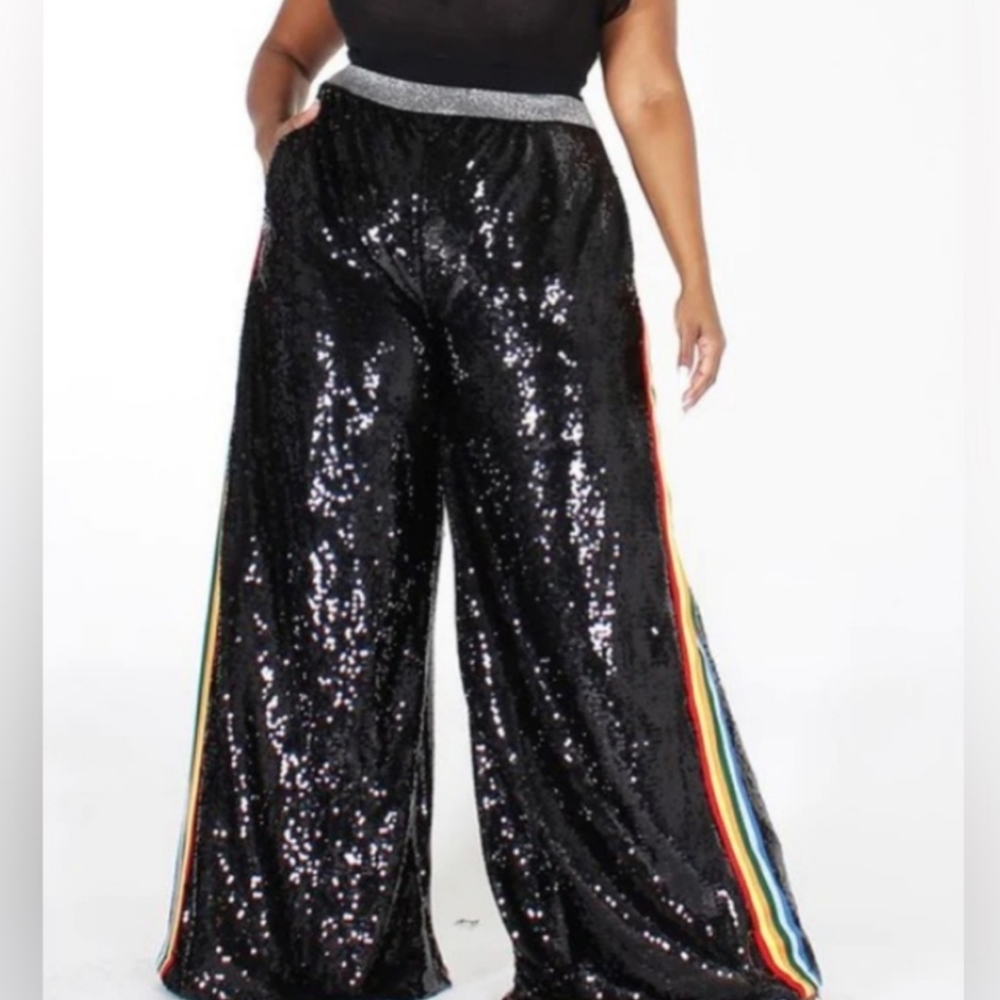 Breathtaking Glam Sequin Wideleg Pants - Picture 2 of 3
